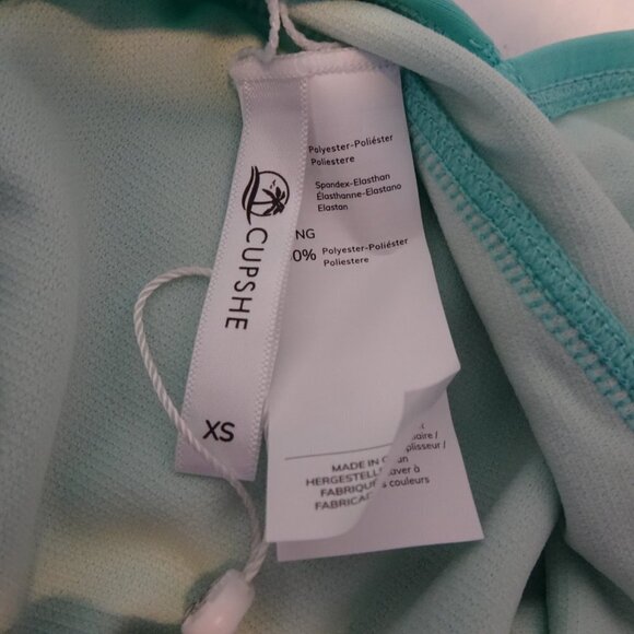 Cupshe One Piece Swimsuit Women's Size XS Blue Plunge Neck High Cut Cheeky - Picture 5 of 9